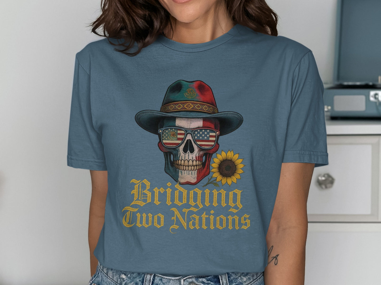 Bridging Two Nations Skull Graphic T-Shirt product type