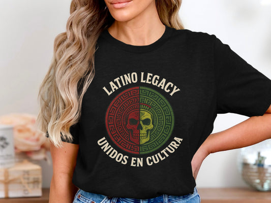 Latino Legacy Unidos En Cultura Skull Graphic Shirt product