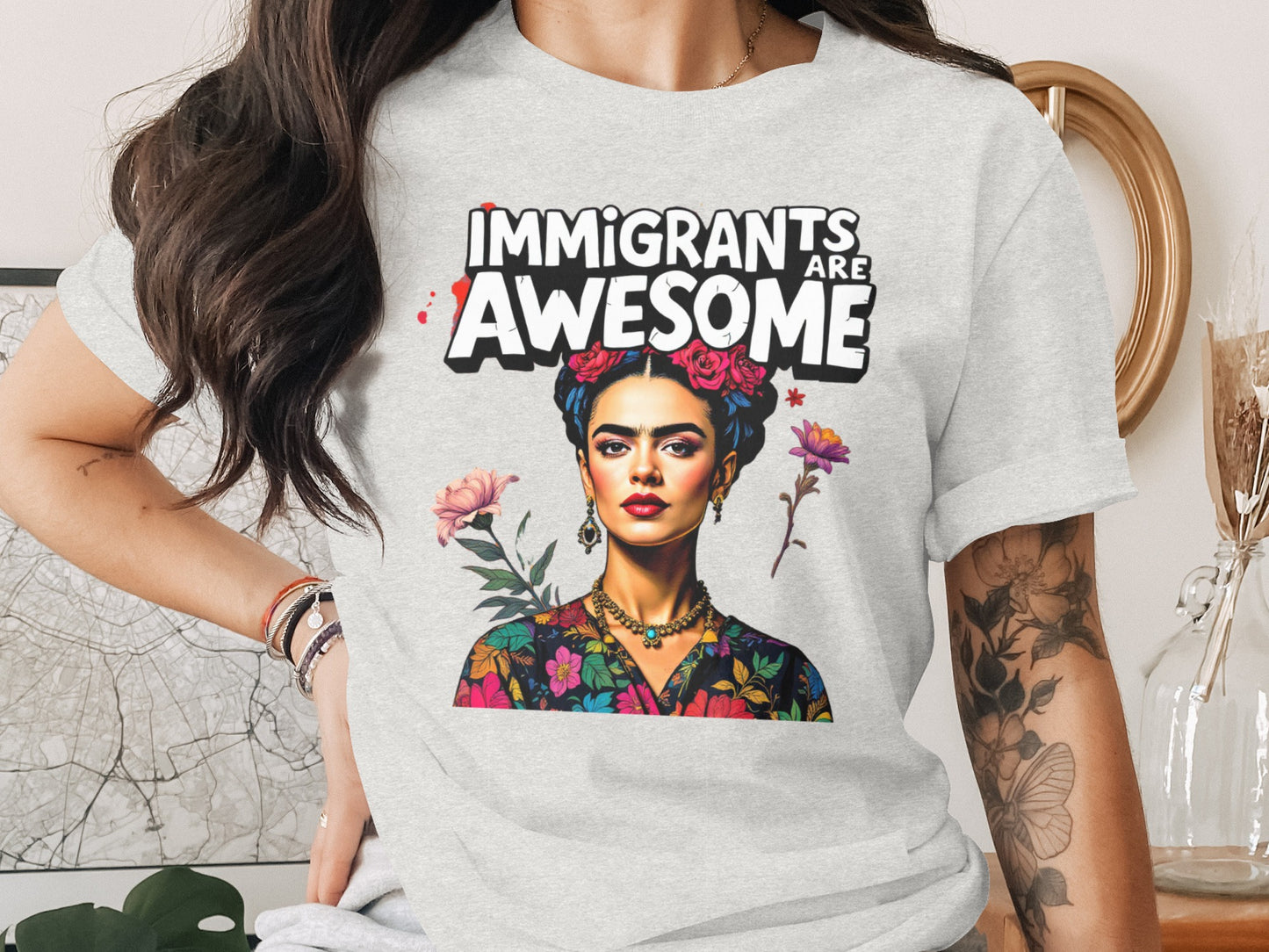 Immigrants Are Awesome Floral Design T-Shirt product type