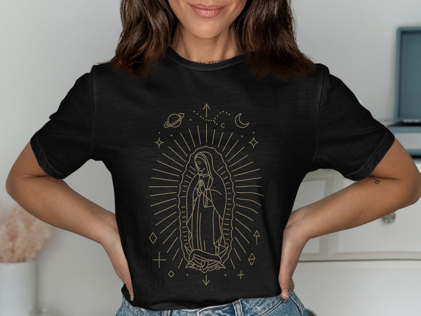 Celestial Virgin Mary Graphic Tee Stylish Product Type