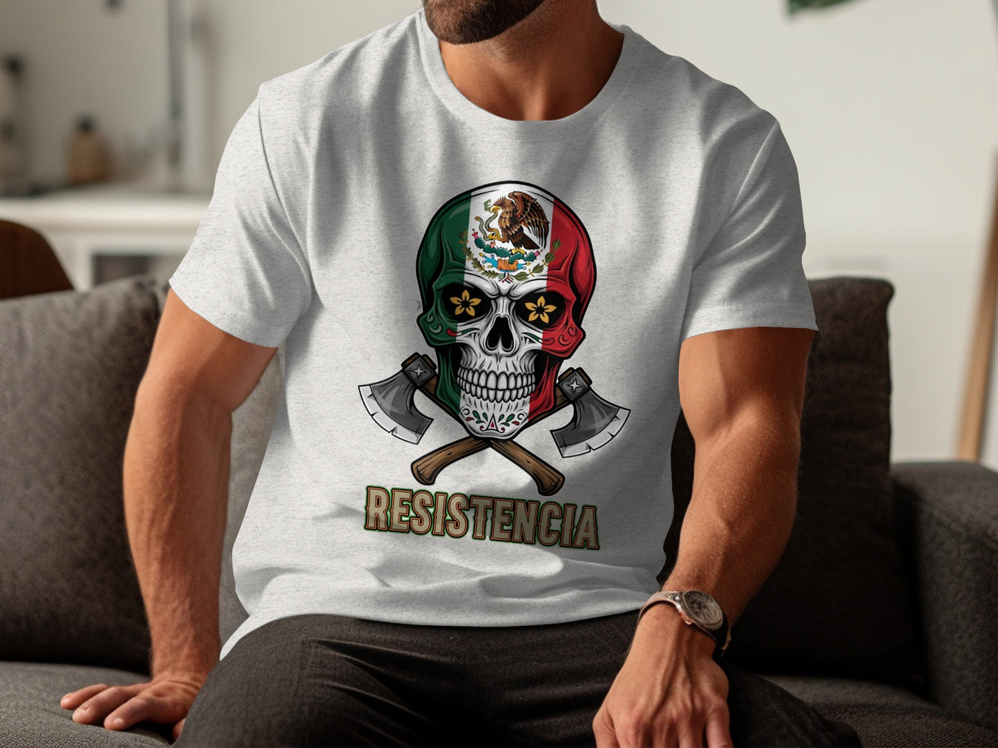 Mexican Flag Skull Graphic Men's T-Shirt product type