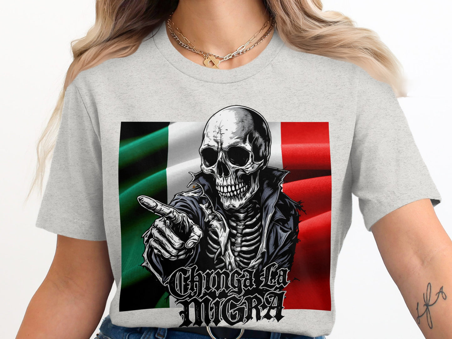 Chinga La Migra Graphic Tee with Skeleton product type