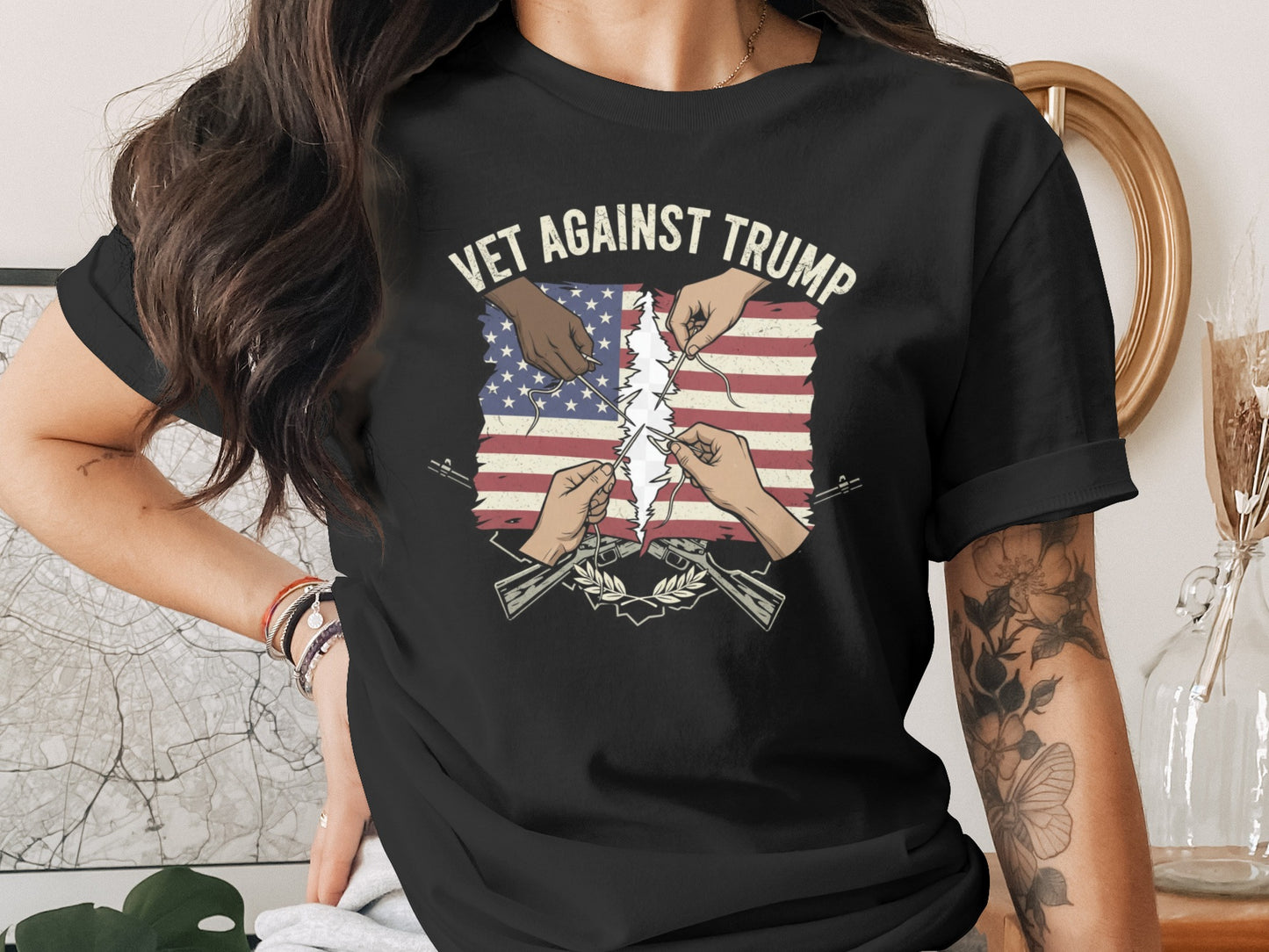 Vet Against Trump Political Statement Shirt product