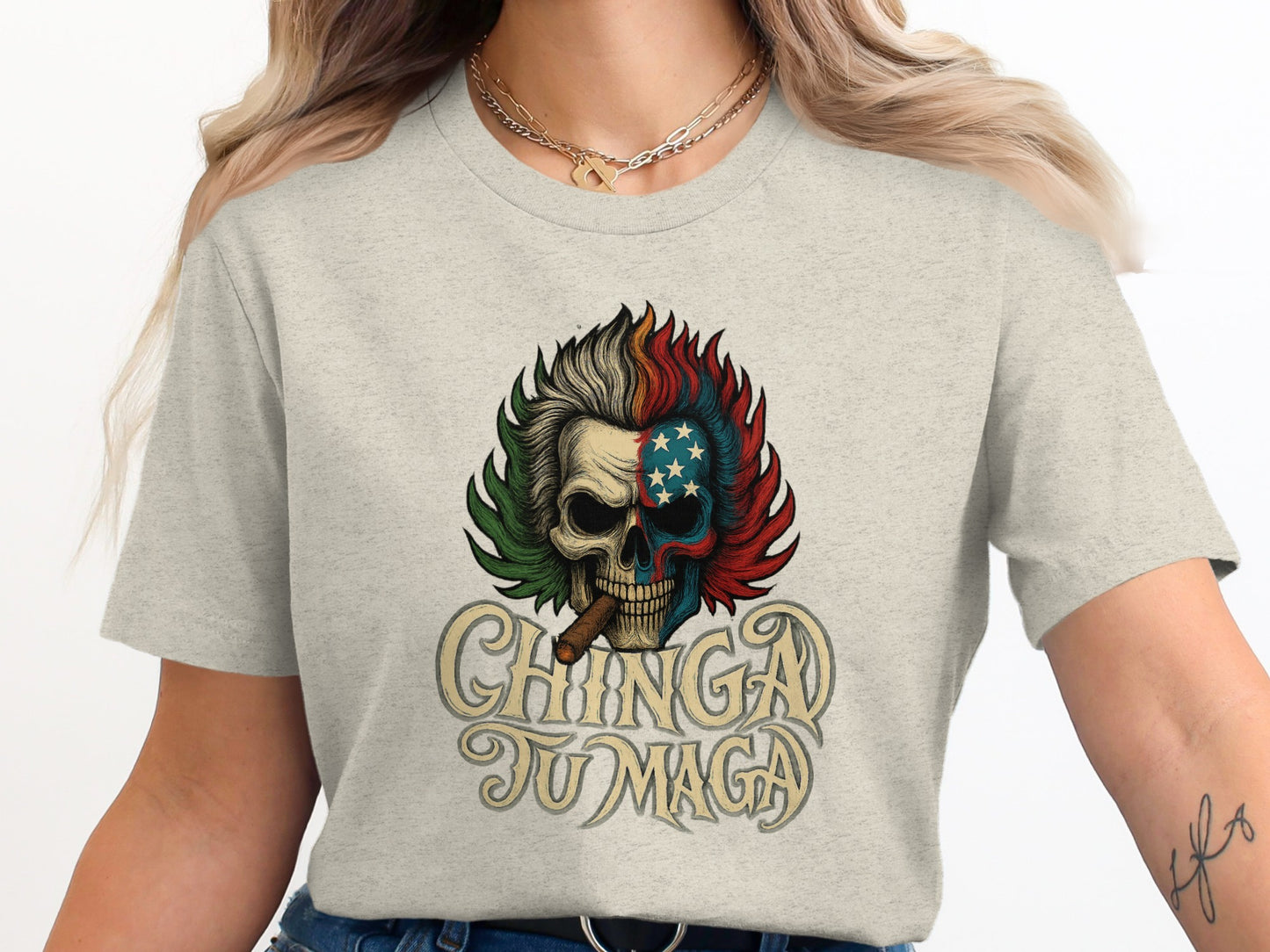 Chingad Tu Maga Skull Design Graphic T-shirt product