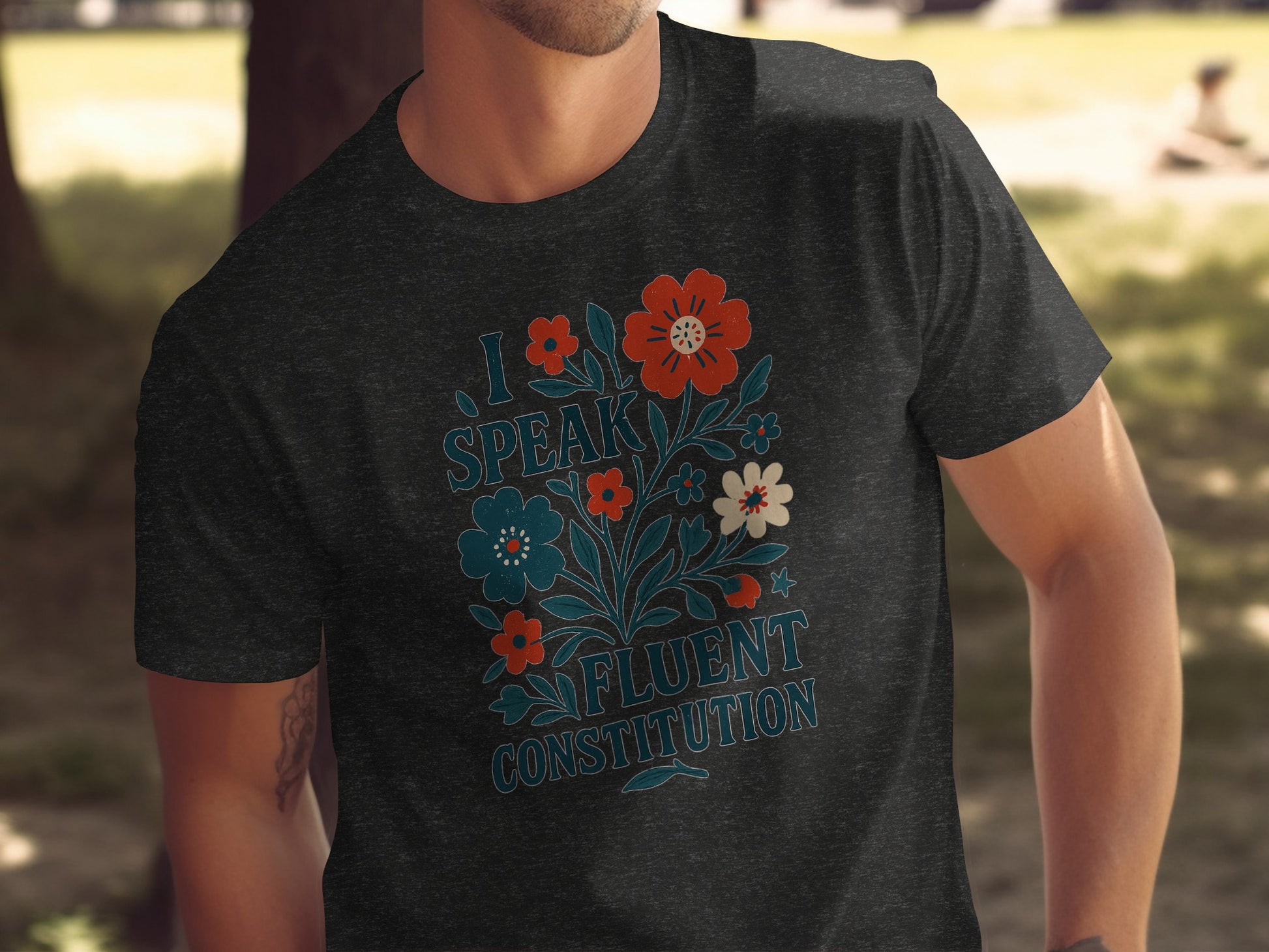 I Speak Fluent Constitution Graphic Floral T-shirt product type