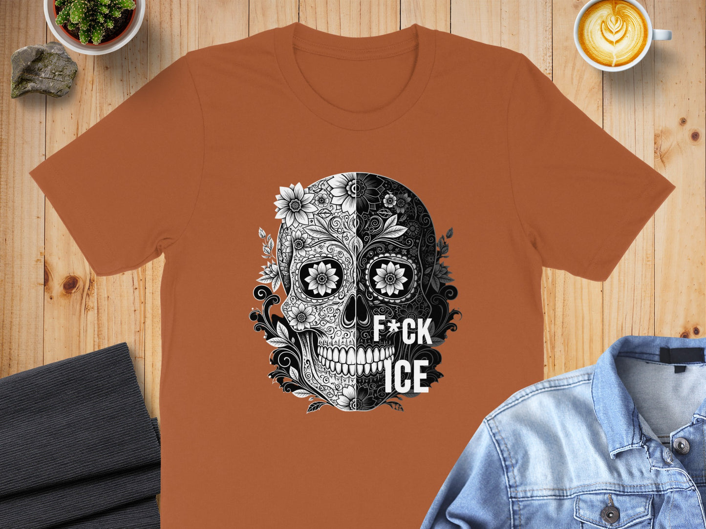 Floral Skull Design with Bold Statement T-Shirt product