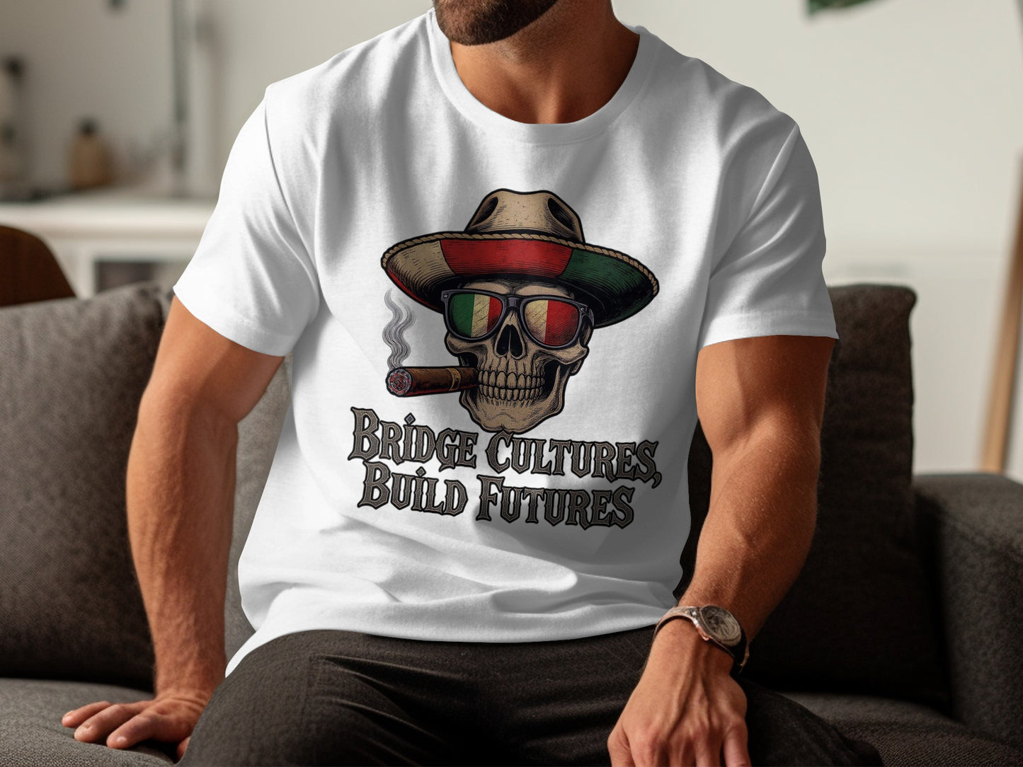 Bridge Cultures Build Futures Skull T-shirt product type