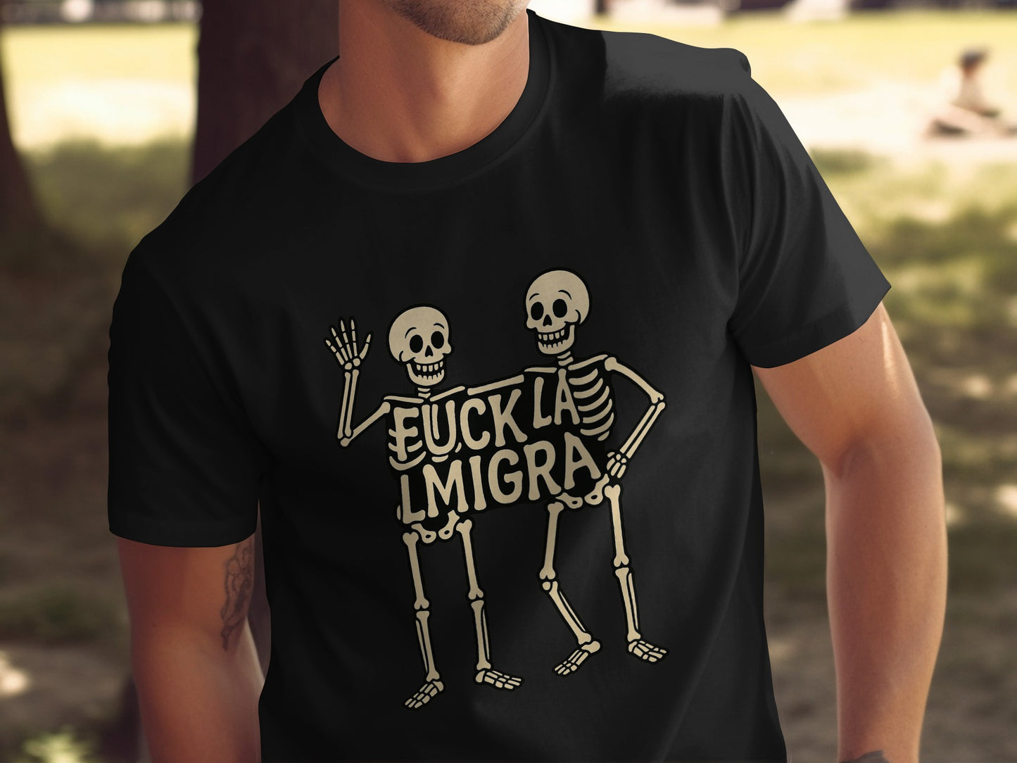 Skeletons Saying Fuck La Migra T-Shirt product