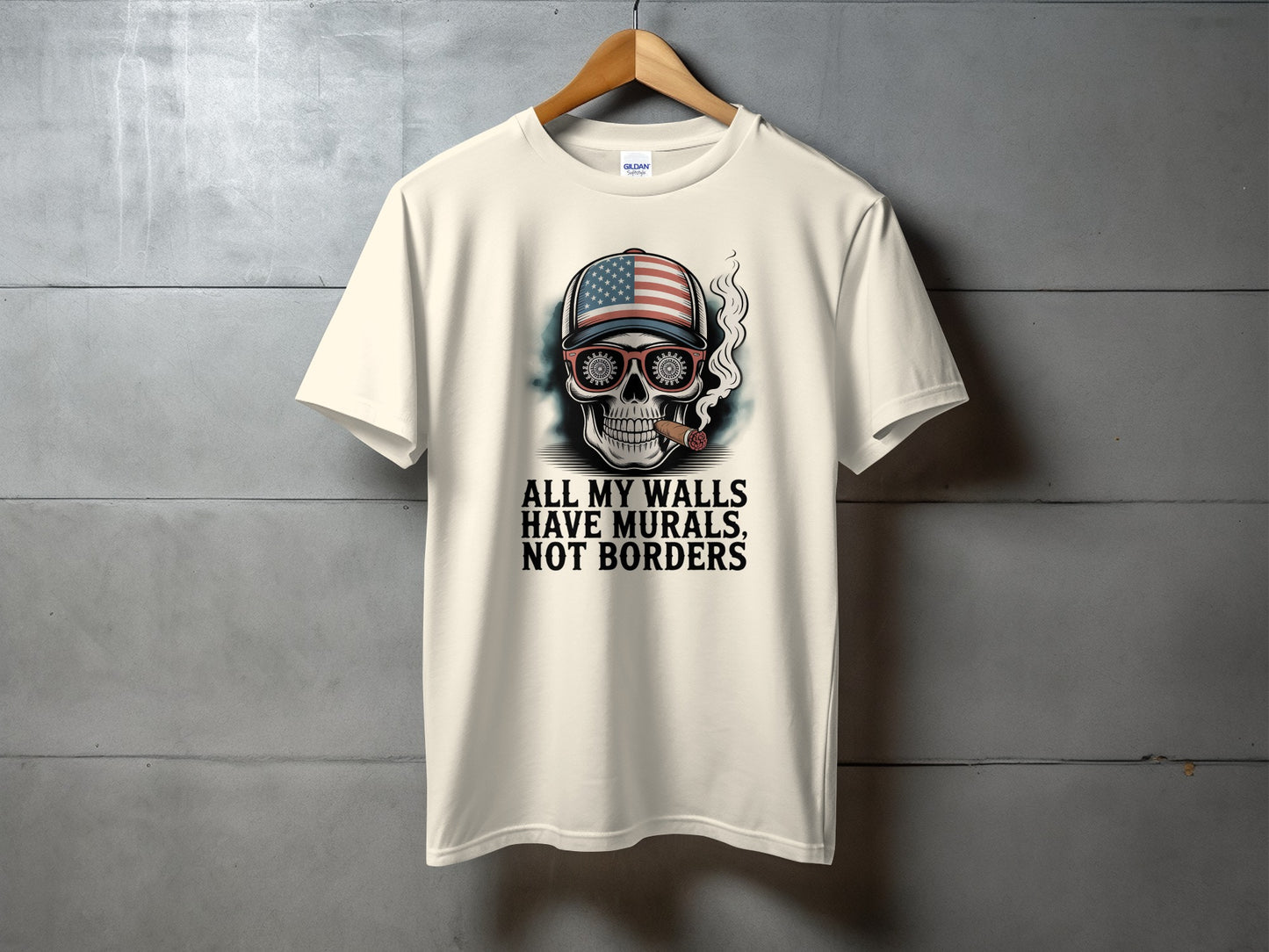 Skull with American Flag and Quote T-shirt Product Type