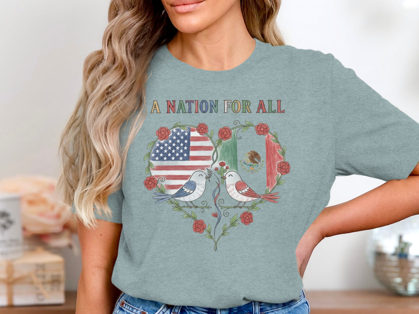 A Nation for All Heart Design Graphic T-shirt product type