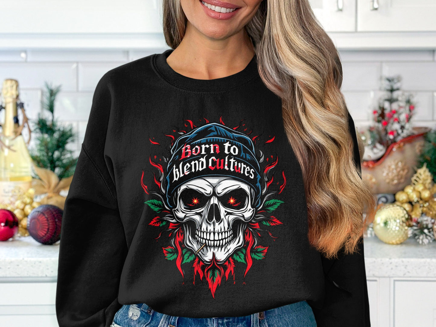Born to Blend Cultures Skull Print Sweatshirt product type
