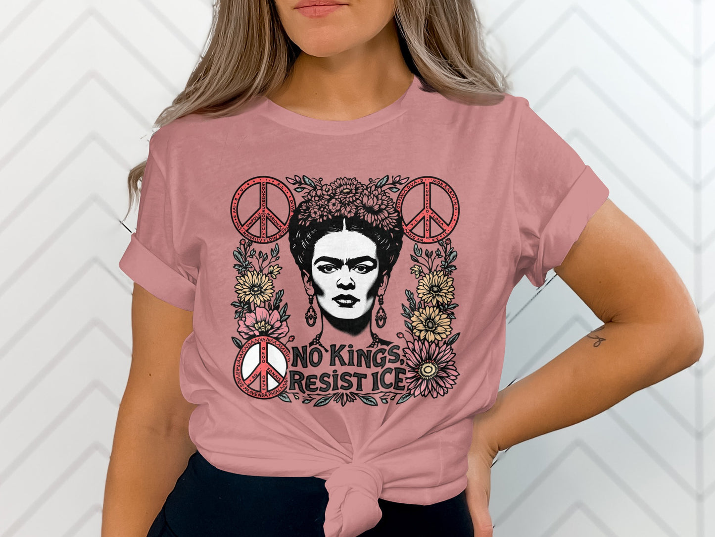 No Kings Resist Ice Peace Sign Graphic Tee product