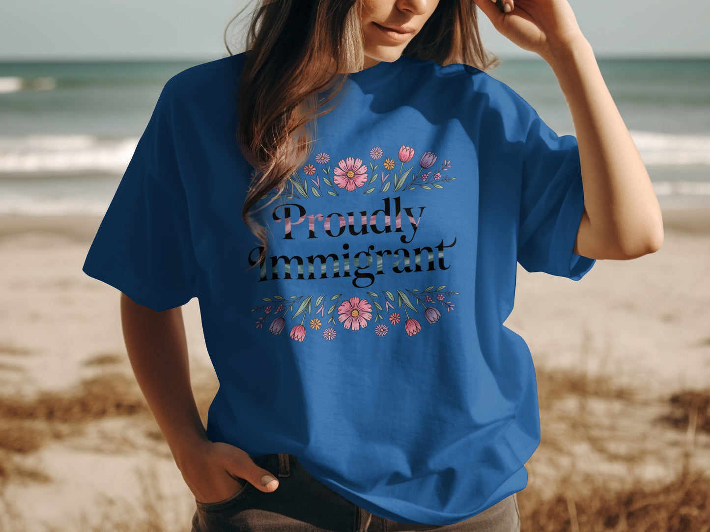 Proudly Immigrant Floral Design Graphic T-shirt product type