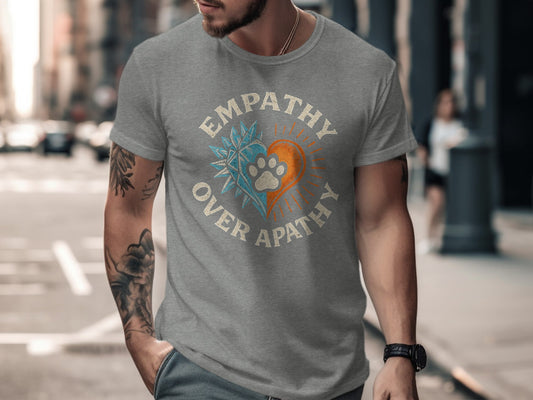 Empathy Over Apathy Heart Paw Design T-Shirt