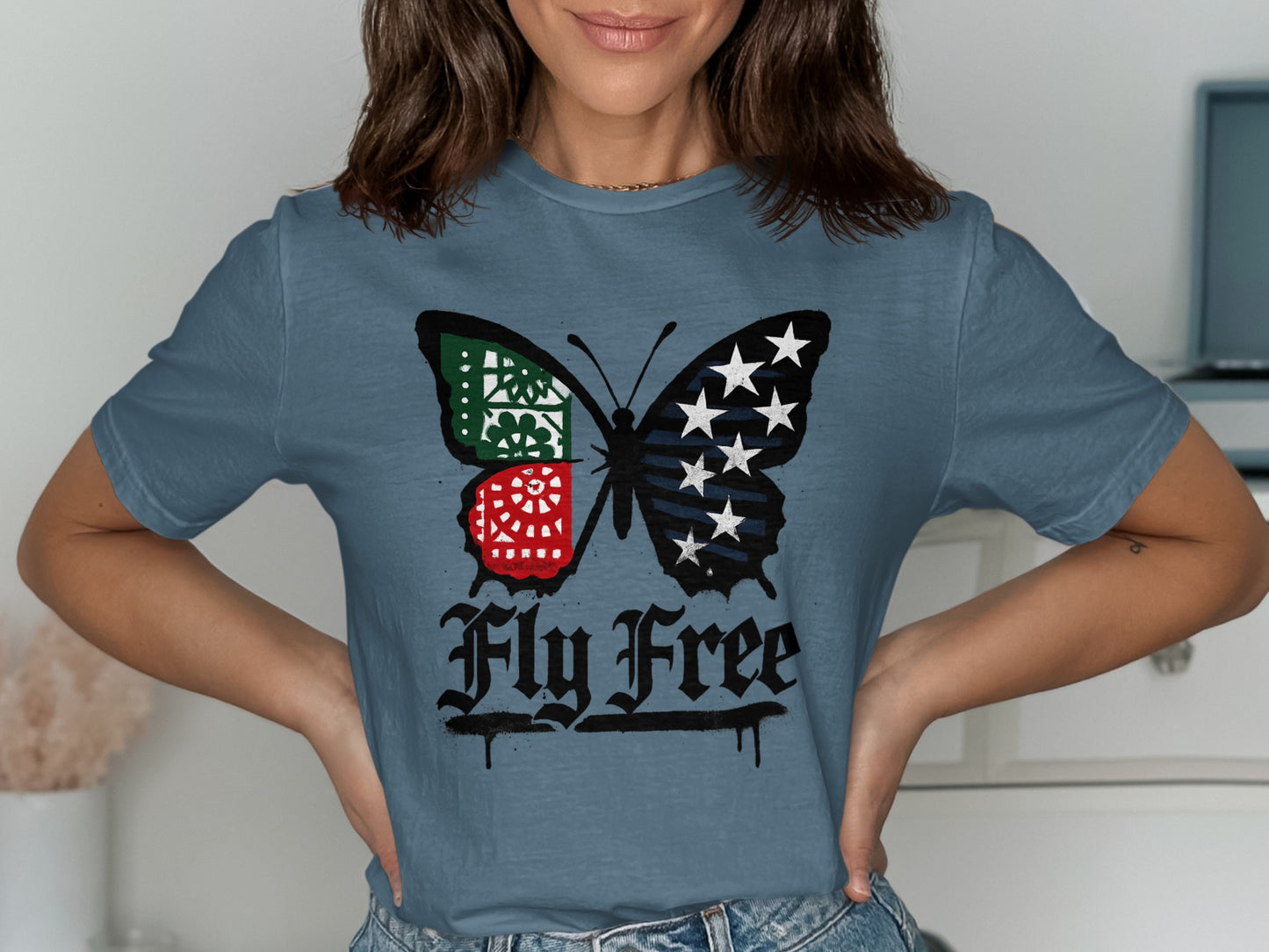 Fly Free Butterfly Graphic Tee Shirt product