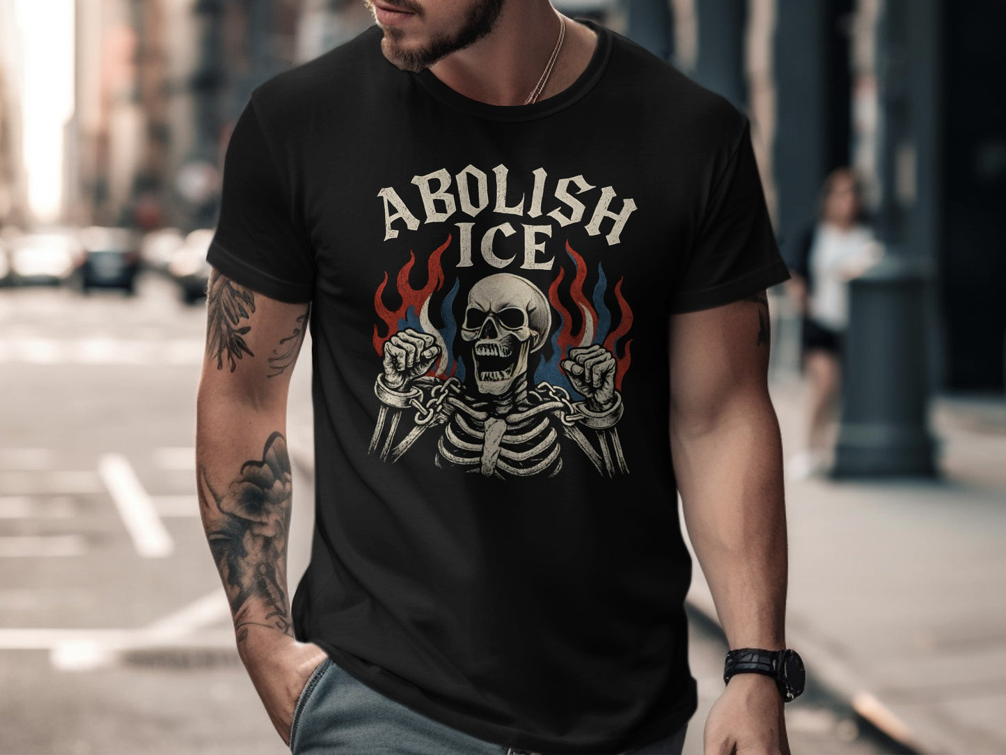 Abolish ICE Skeleton Artwork Men's Graphic T-Shirt product