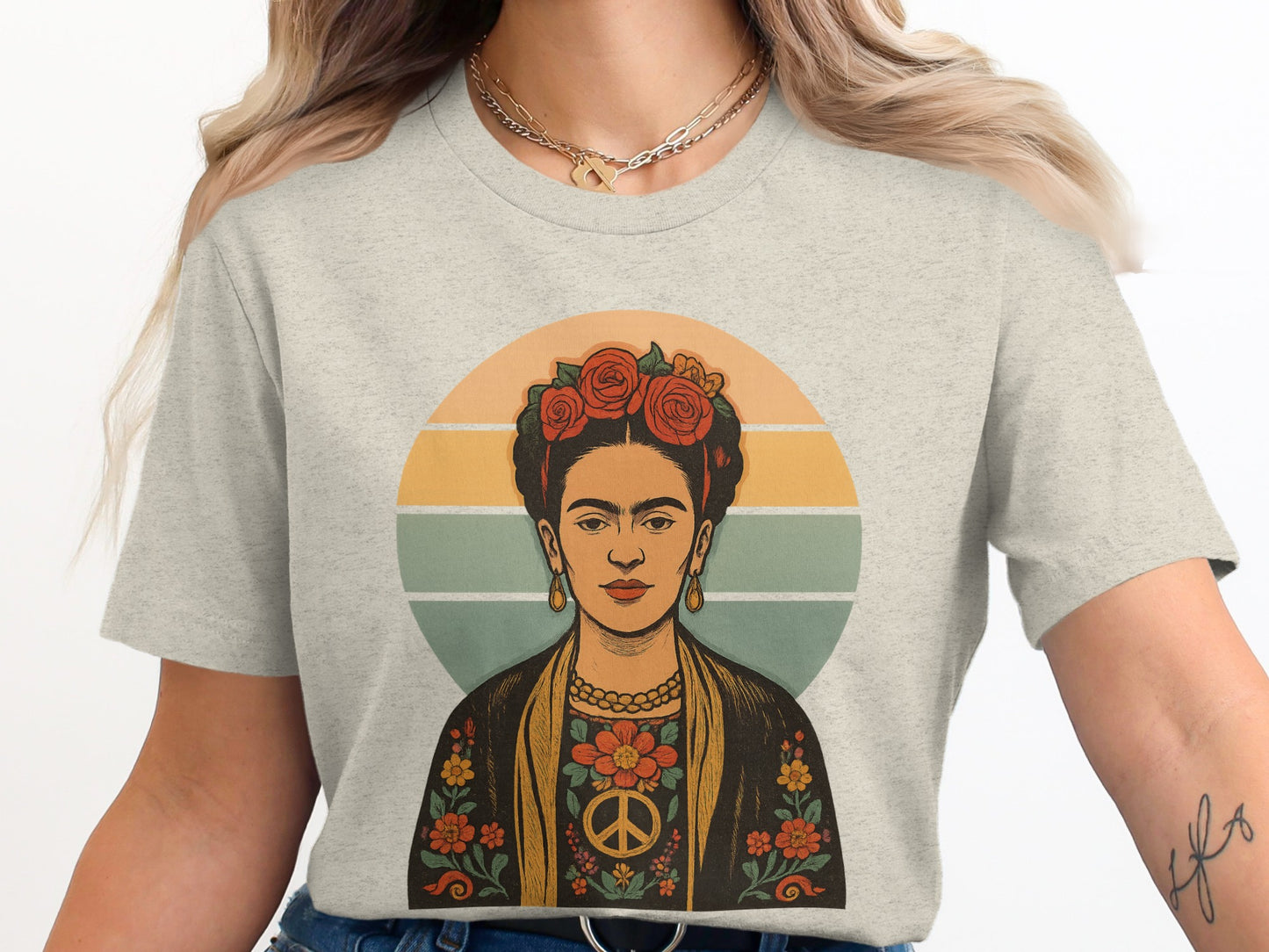 Frida Kahlo Peace Symbol Graphic Tee Shirt product