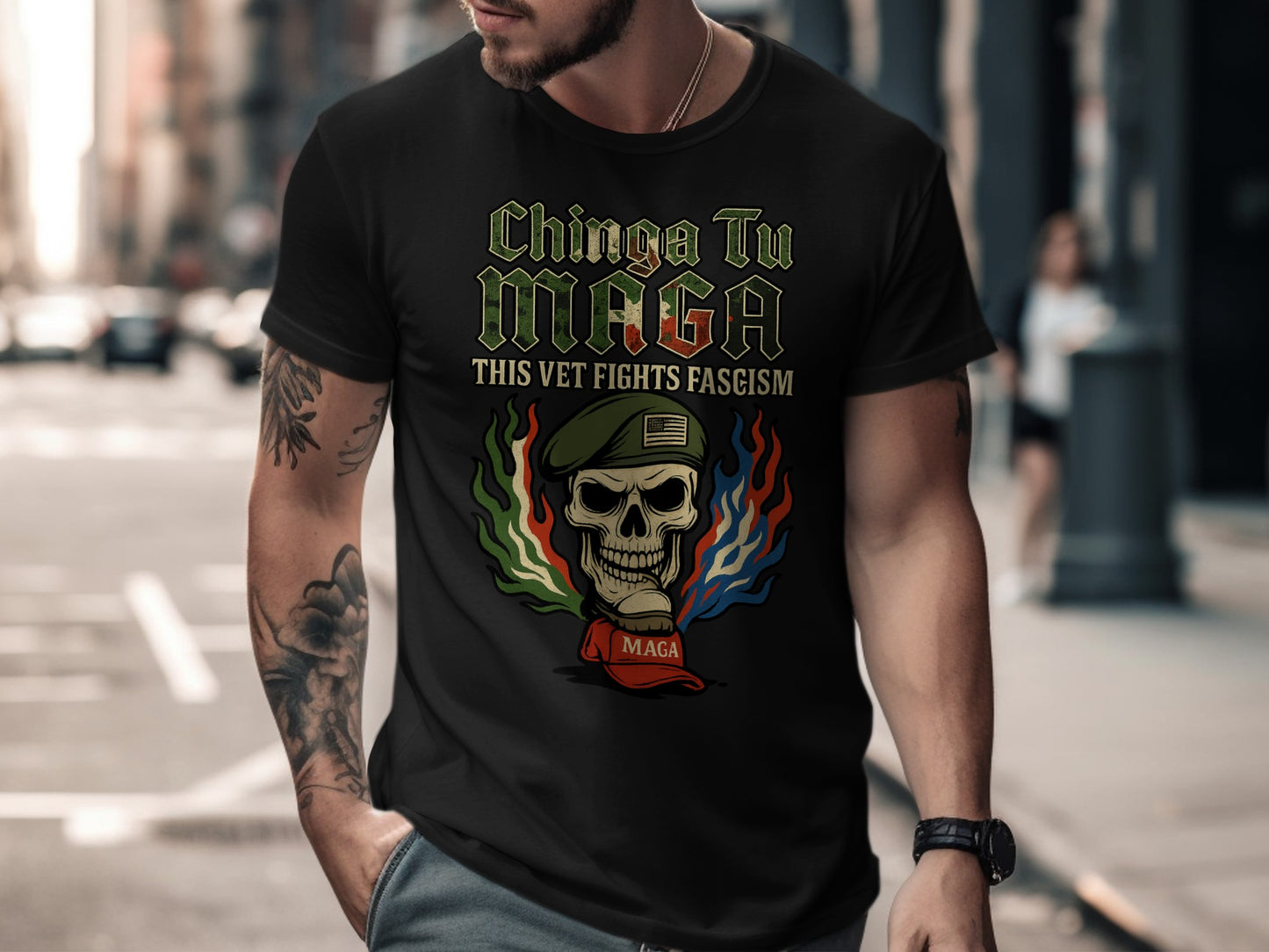 Chinga Tu MAGA This Vet Fights Fascism T-shirt product