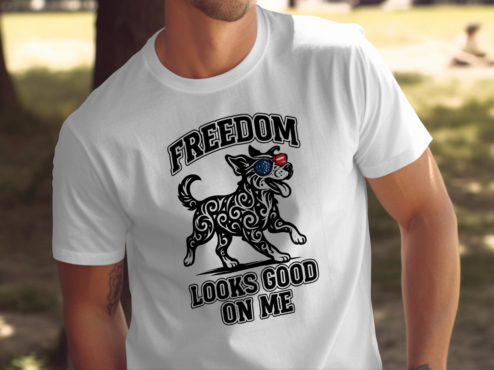 Freedom Looks Good On Me Dog T-Shirt product