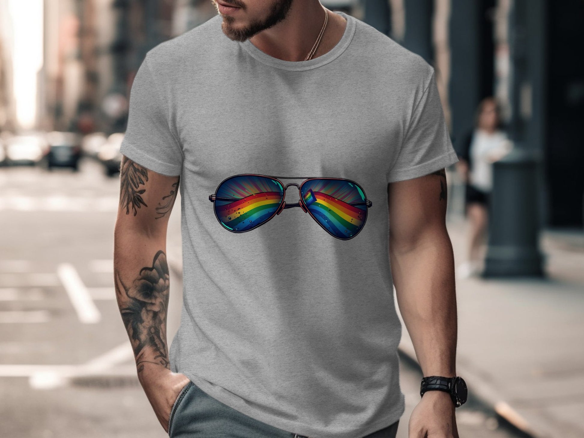 Vibrant Rainbow Sunglasses Graphic On T-shirt product