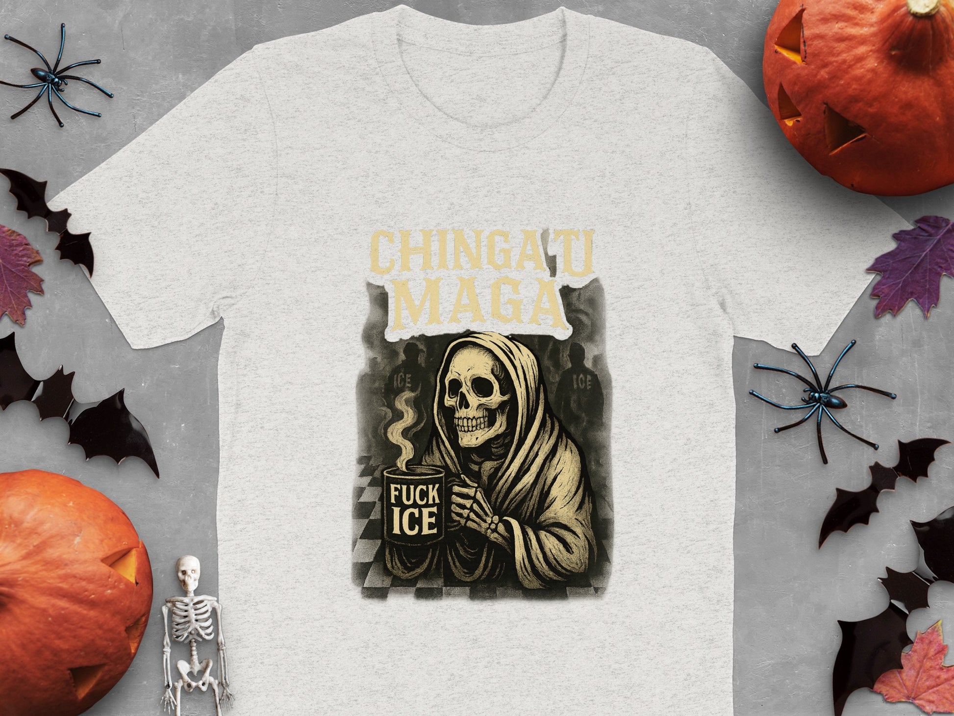 Chingatu Maga Halloween Skeleton Themed Tee Shirt product
