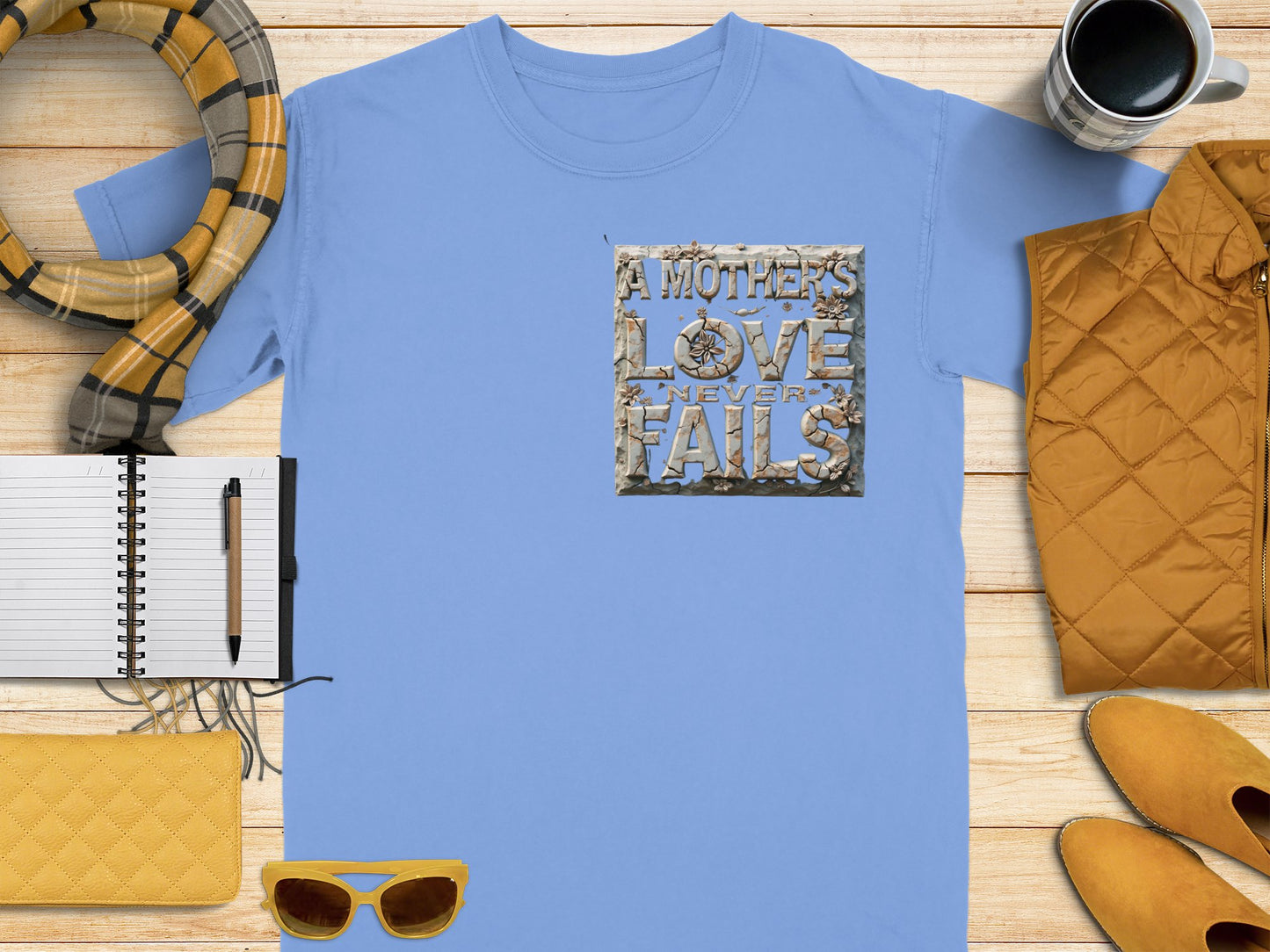 A Mothers Love Never Fails Text Graphic T-Shirt product type