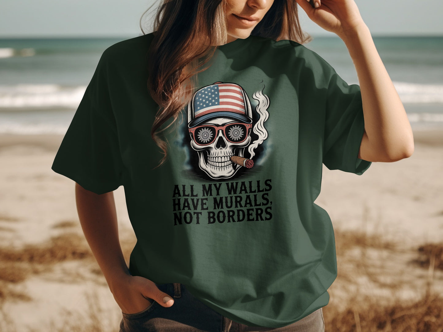 Patriotic Skull Artwork T-Shirt Unique Graphic Tee product