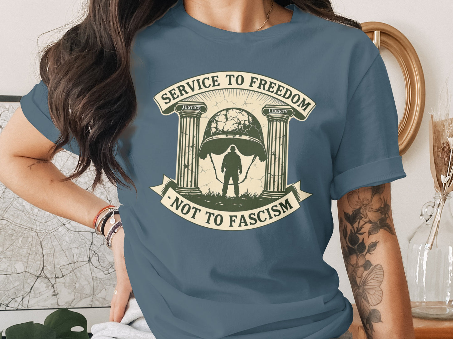 Service to Freedom Not to Fascism Statement Shirt