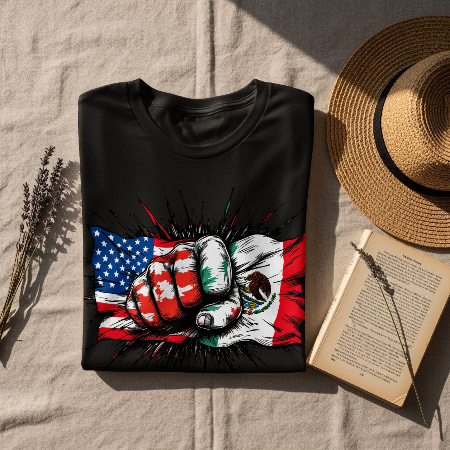 Dual Flag Fist Graphic Black T-shirt product type