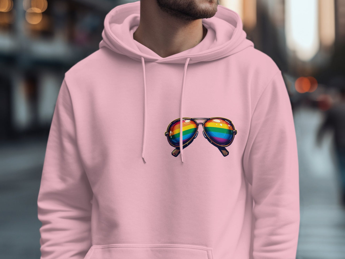 Rainbow Sunglasses Graphic Pink Hoodie product