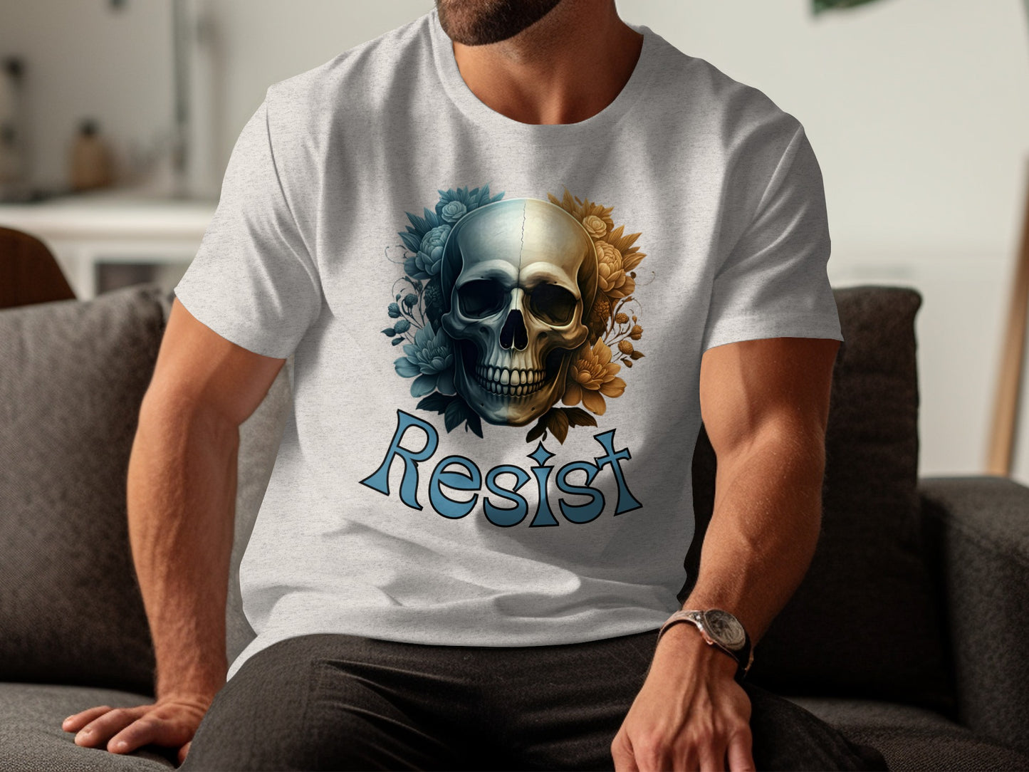 Resist Skull Floral Graphic T-shirt product