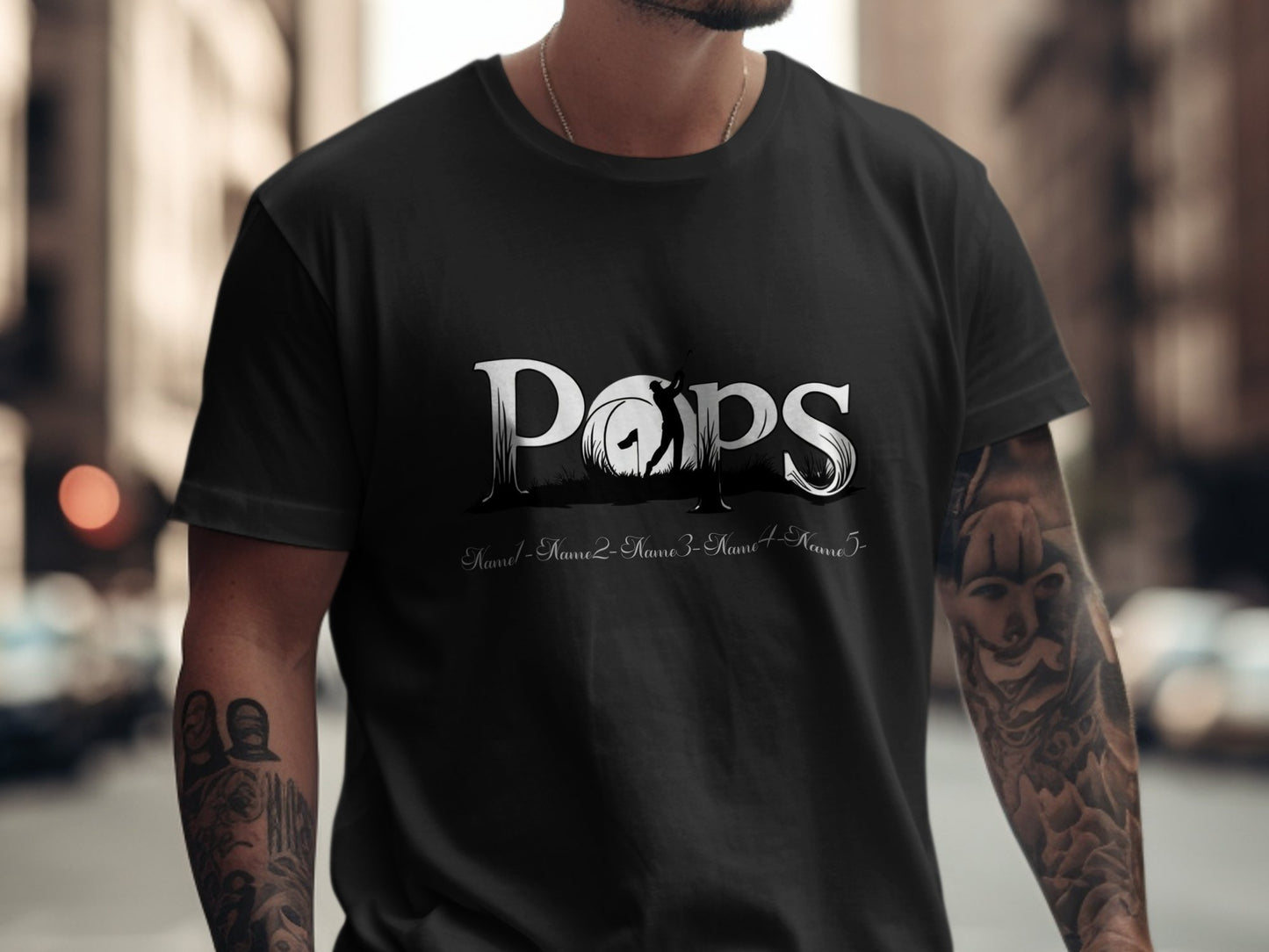 Pops Guitar Themed Graphic Black T-shirt product