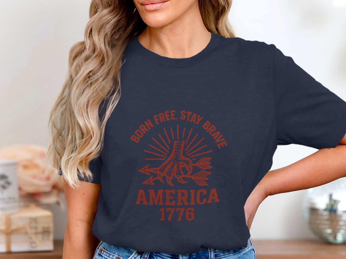 Born Free Stay Brave America 1776 Graphic Tee product
