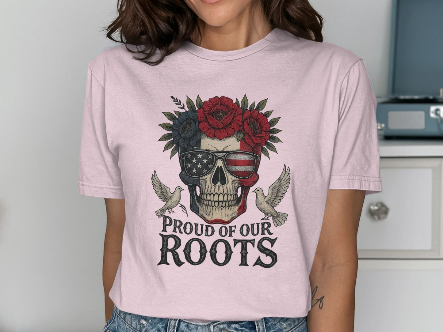 Proud of Our Roots Skull Graphic T-shirt product type