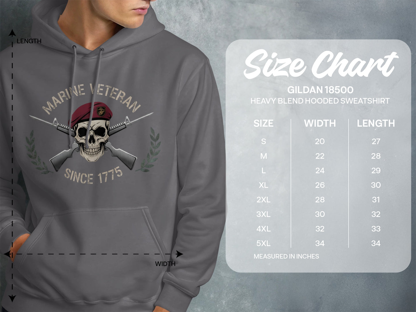 Marine Veteran Since 1775 Hooded Sweatshirt