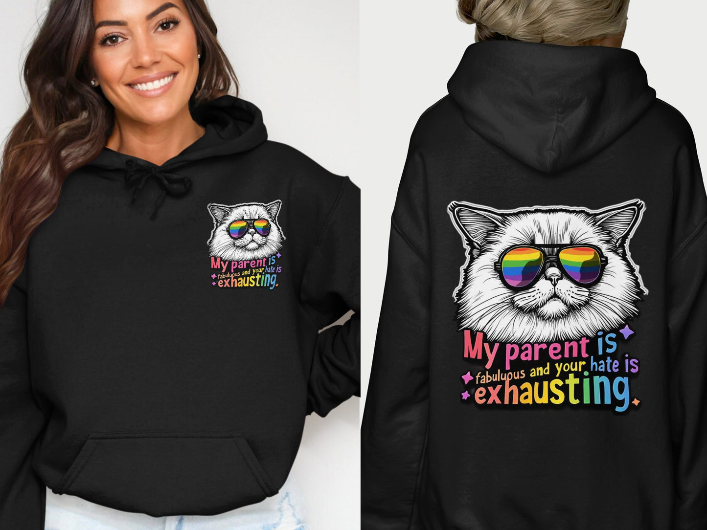 Fabulous Cat with Rainbow Sunglasses Hoodie product