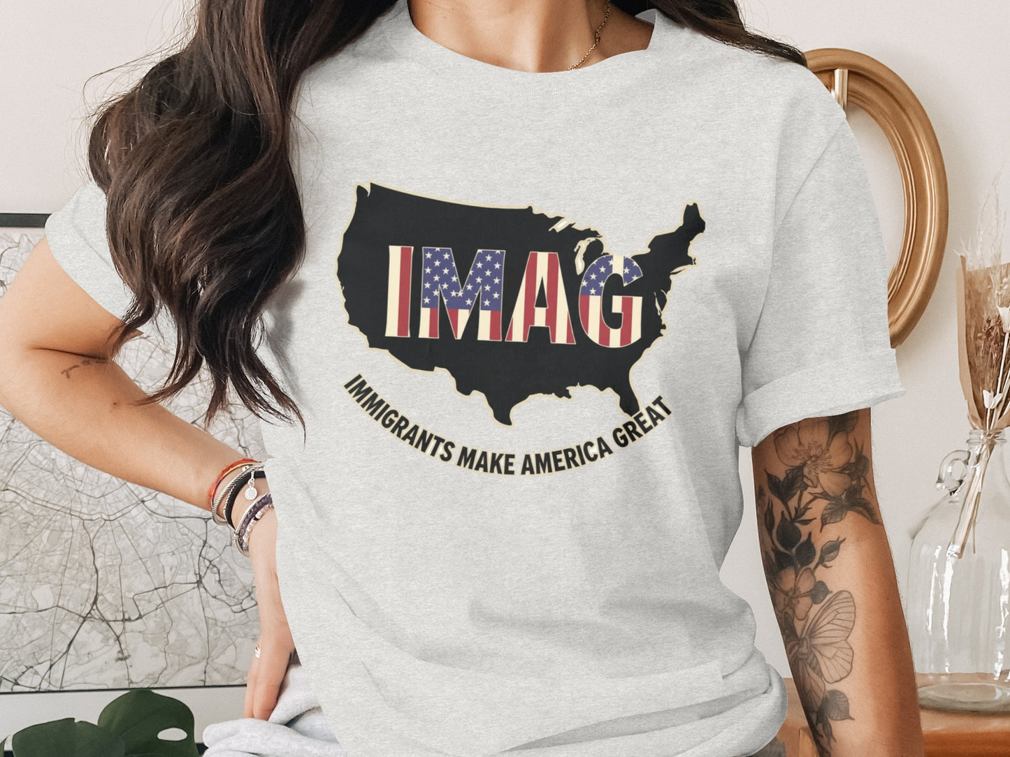 Immigrants Make America Great USA Map Graphic Tee product