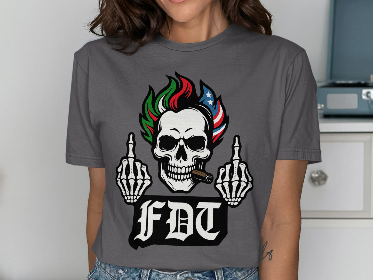 FDT Skull Design Graphic Tee Stylish Shirt product