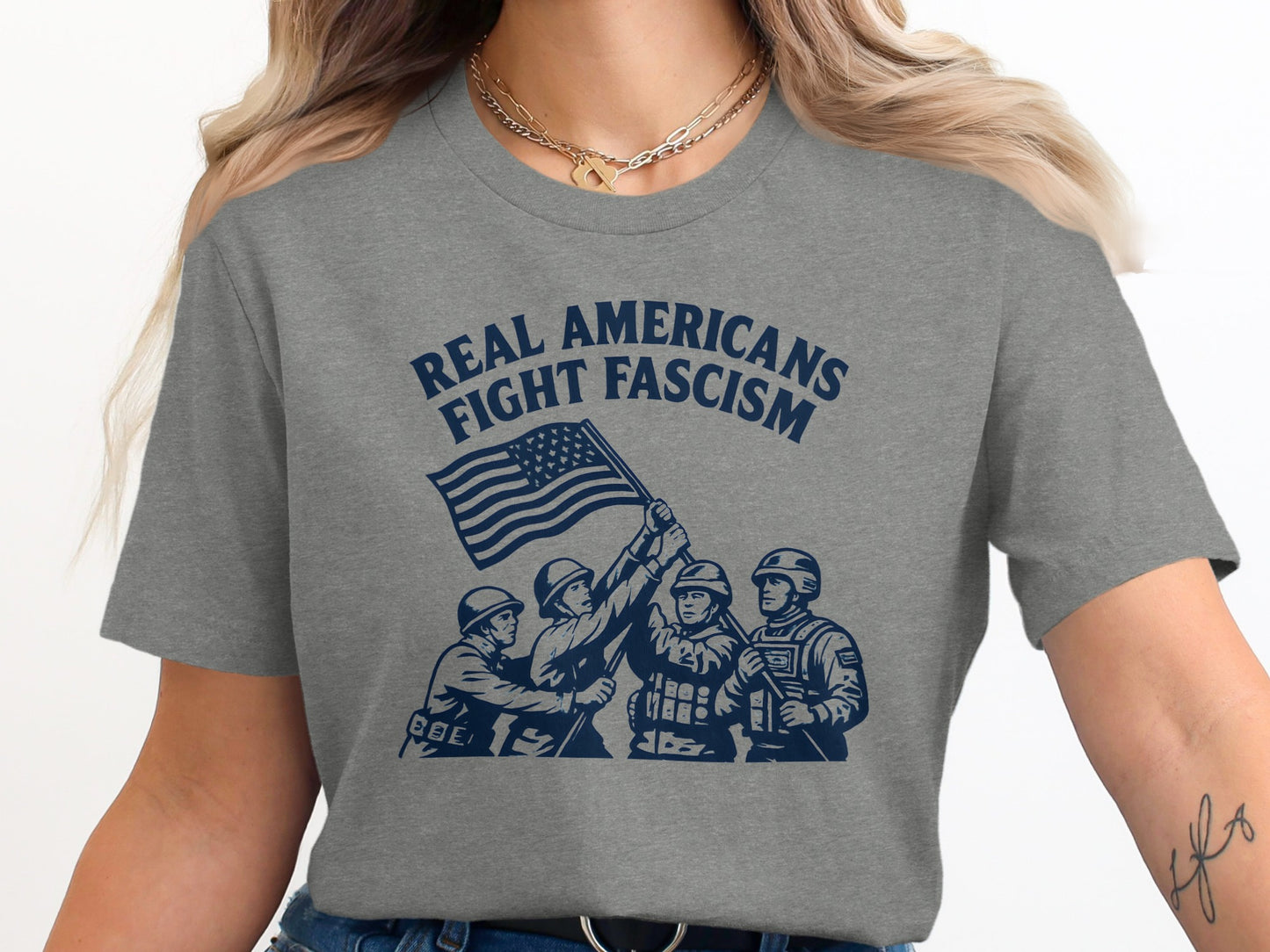 Real Americans Fight Fascism Graphic T-Shirt