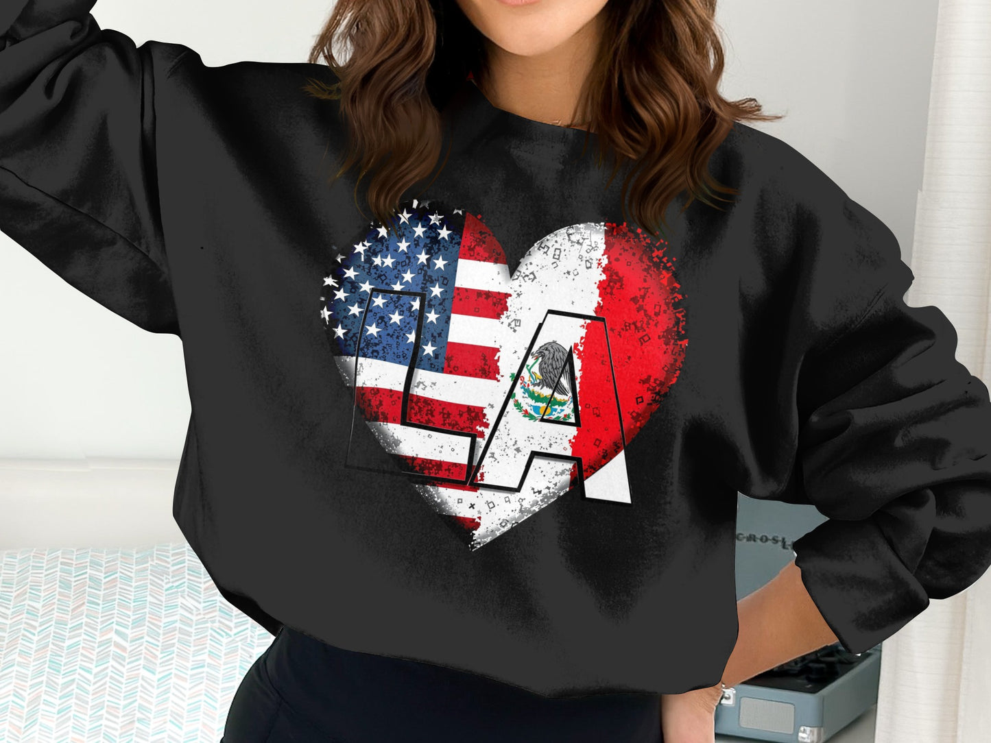 Los Angeles USA Flag Heart Retro Oversized Sweatshirt product