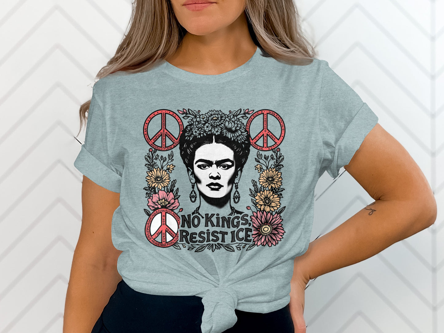 No Kings Resist Ice Peace Sign Graphic Tee product