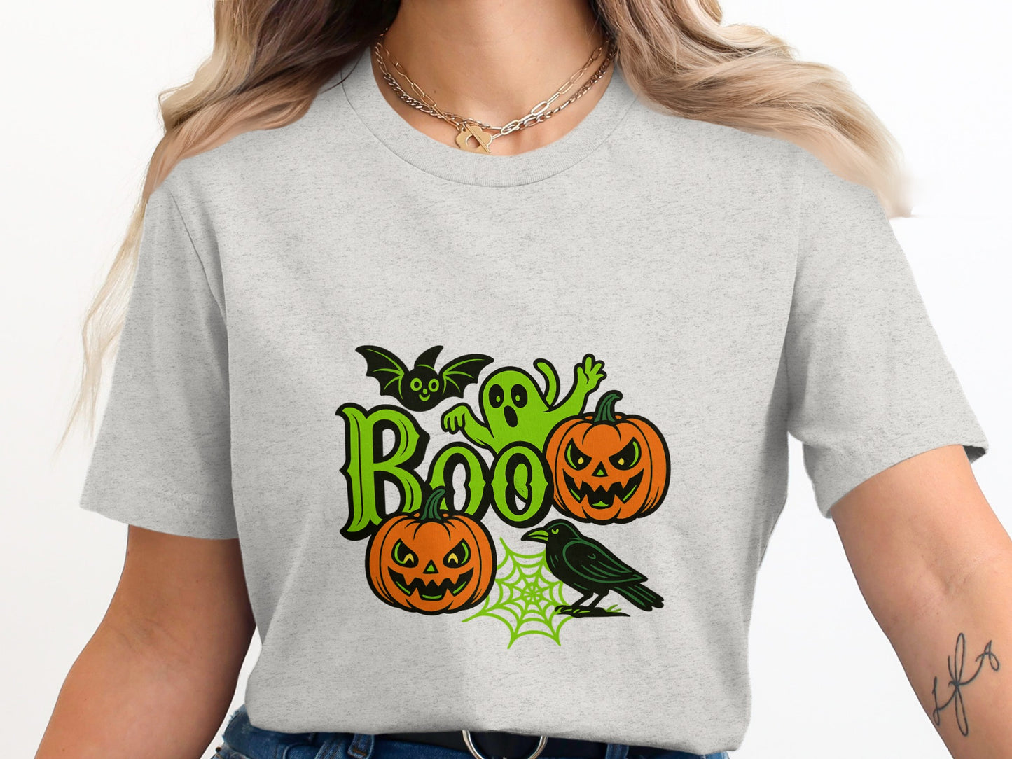 Boo Halloween Ghost Pumpkin Crow T-Shirt product