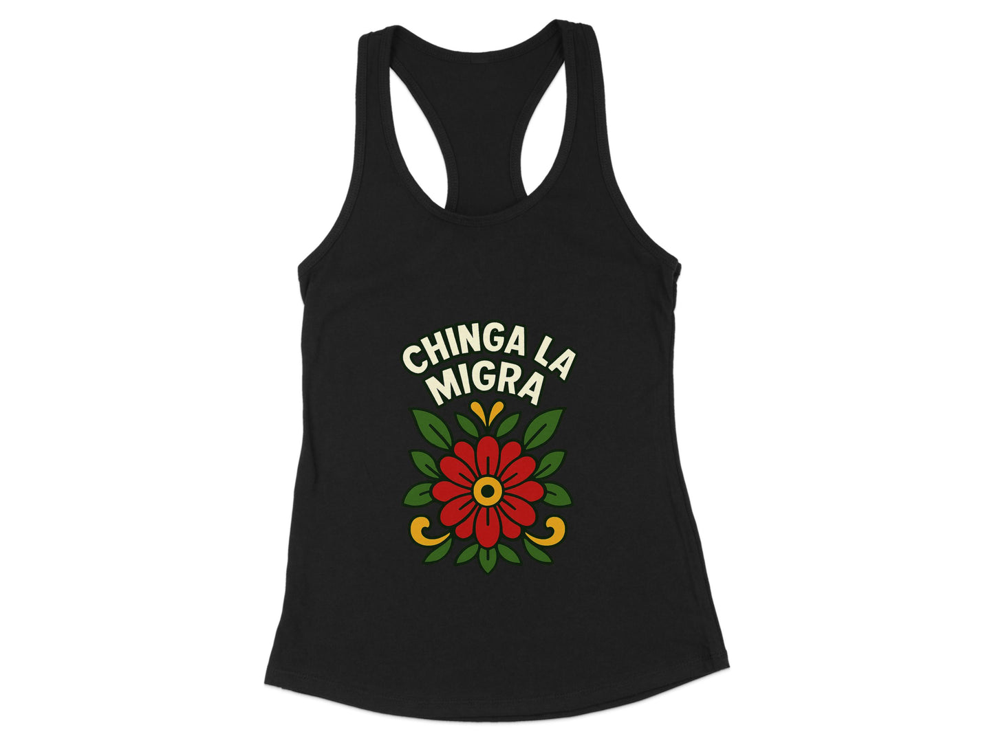 Chinga La Migra Flower Graphic Racerback Tank product