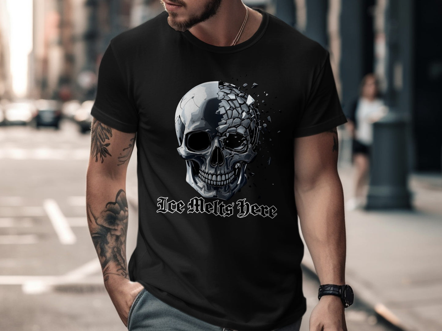 Ice Melts Here Skull Design T-shirt product type