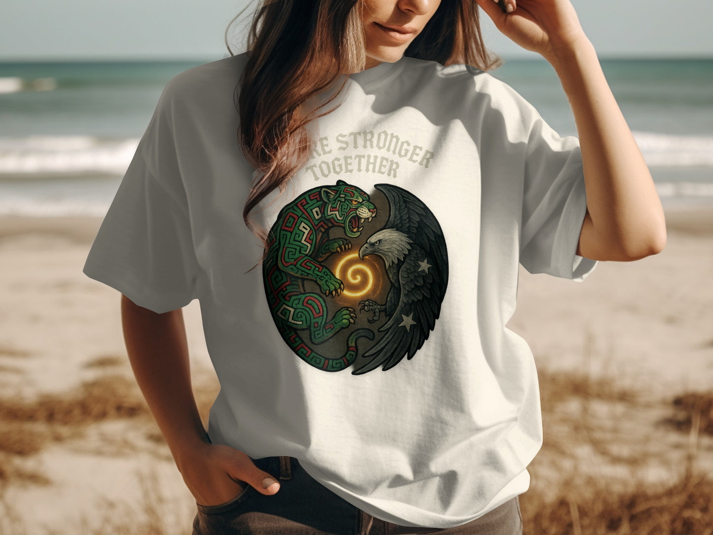 Unique Yin Yang Dragon and Eagle T-shirt product