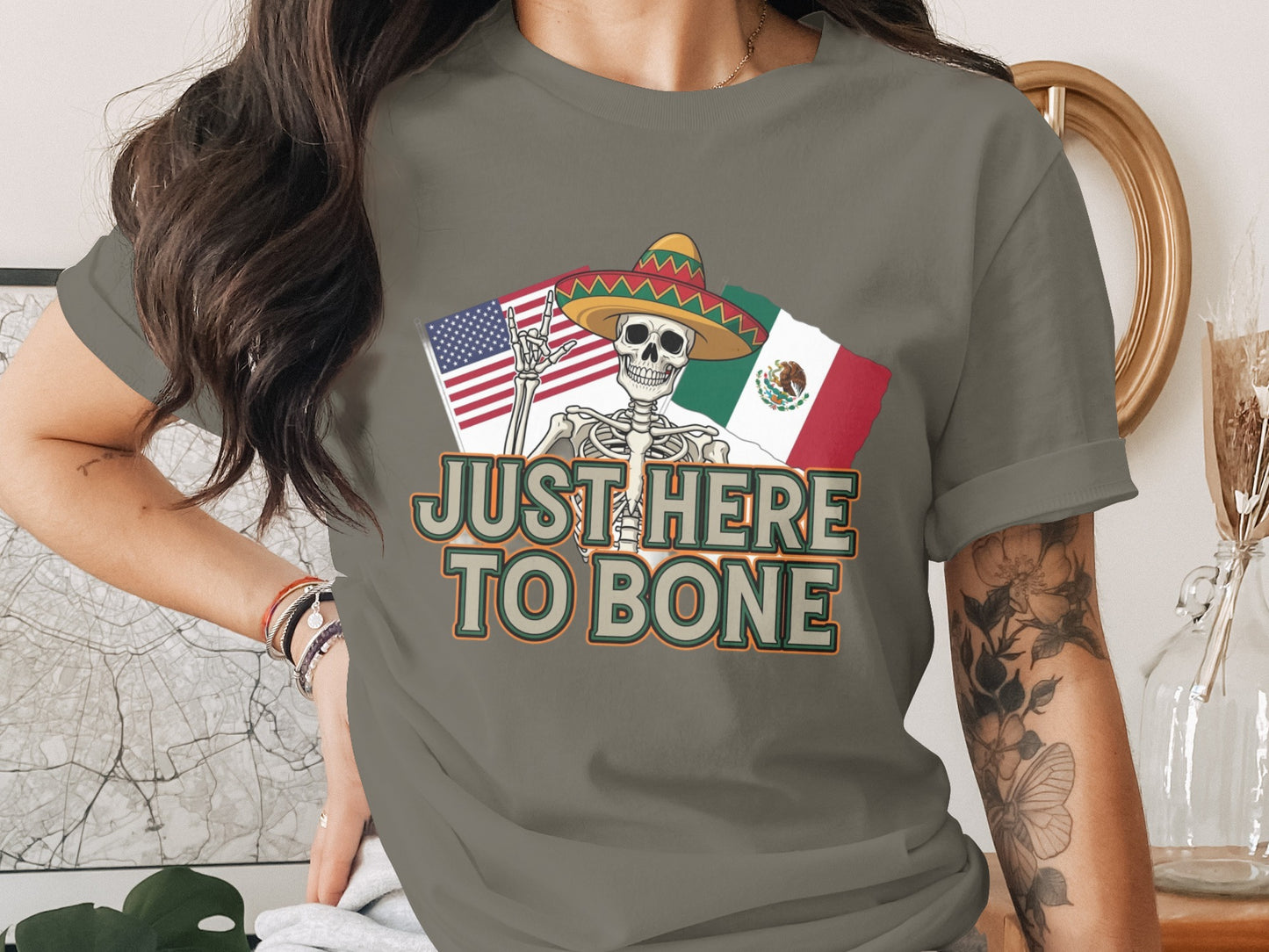 Just Here to Bone Graphic Tee Shirt Humorous Product