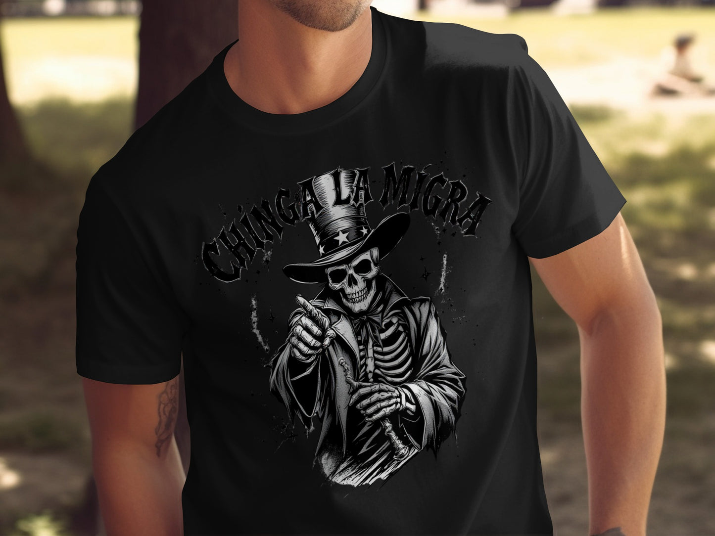 Chinga La Migra Skeleton Graphic Tee Shirt product type