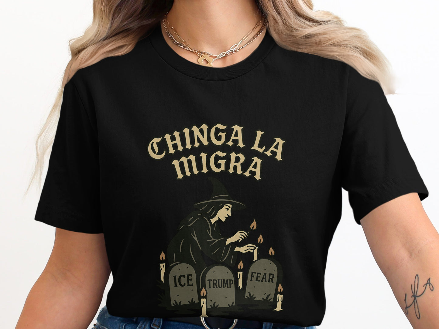 Witch Tombstones Chinga La Migra Graphic T-Shirt product