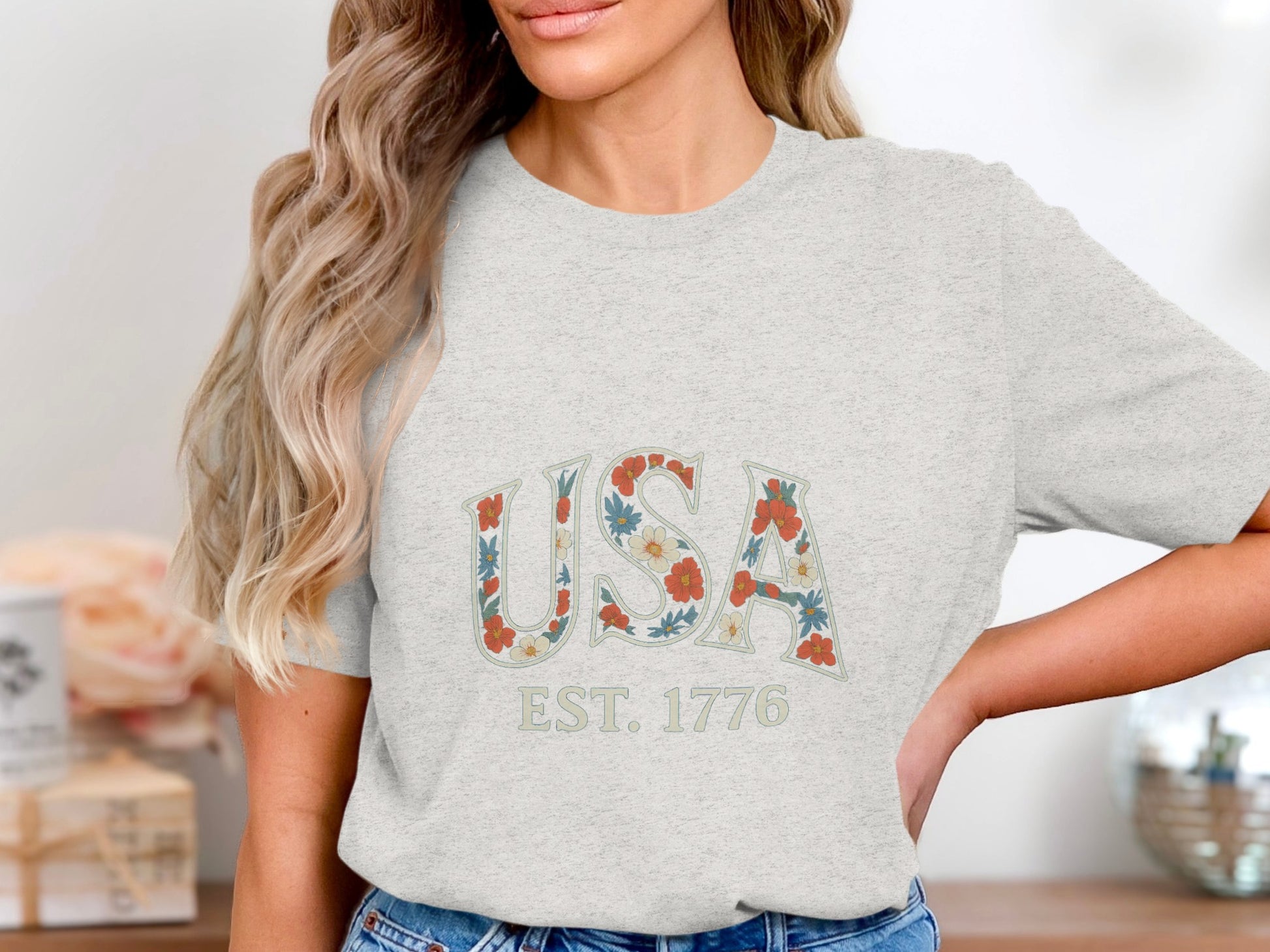USA EST. 1776 Floral Graphic T-Shirt product
