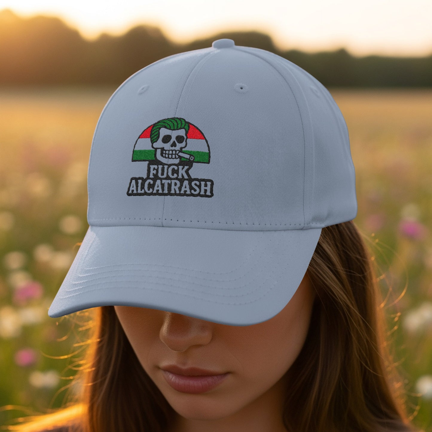 Fuck Alcatrash Skull Design Embroidered Cap product